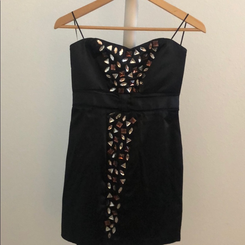 Strapless Studded Black Dress Small
